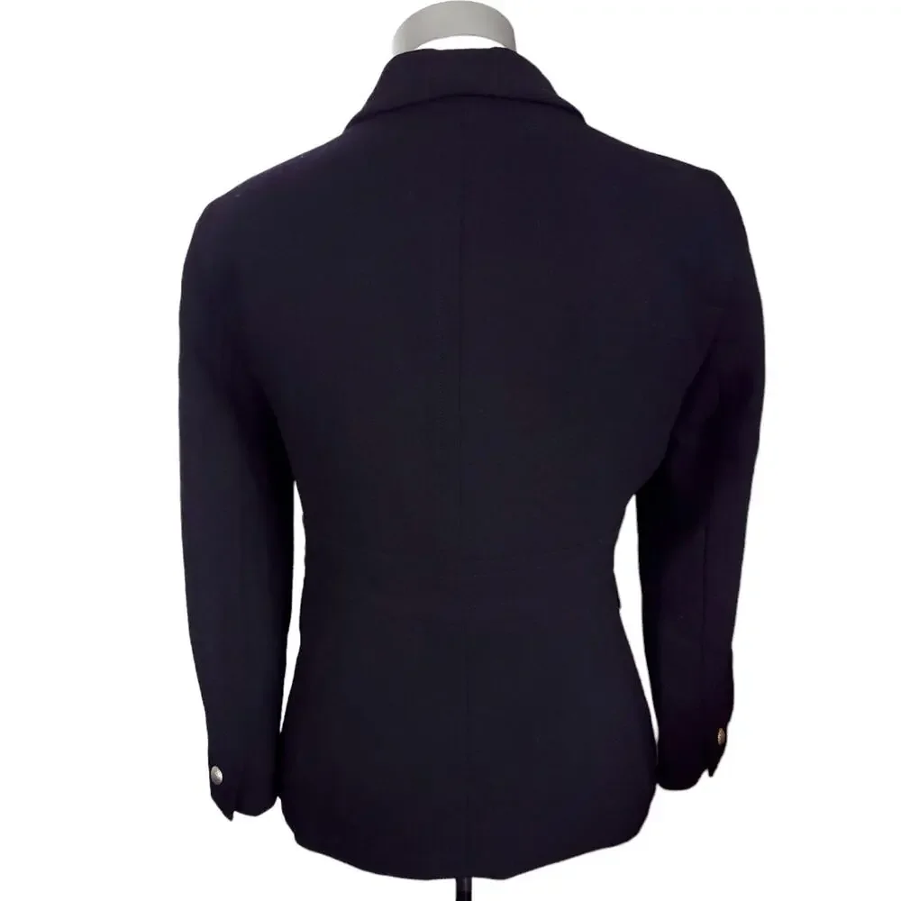 J CREW wool banded waist blazer black textured classic career suit jacket Size 8 - Picture 2 of 5